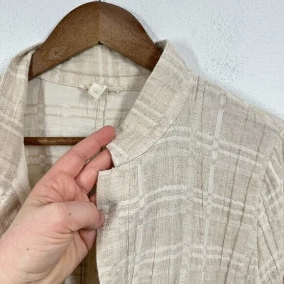 Eileen Fisher Size Large White Cream Organic Linen Cotton Blend Lightweight Coat - Image 6