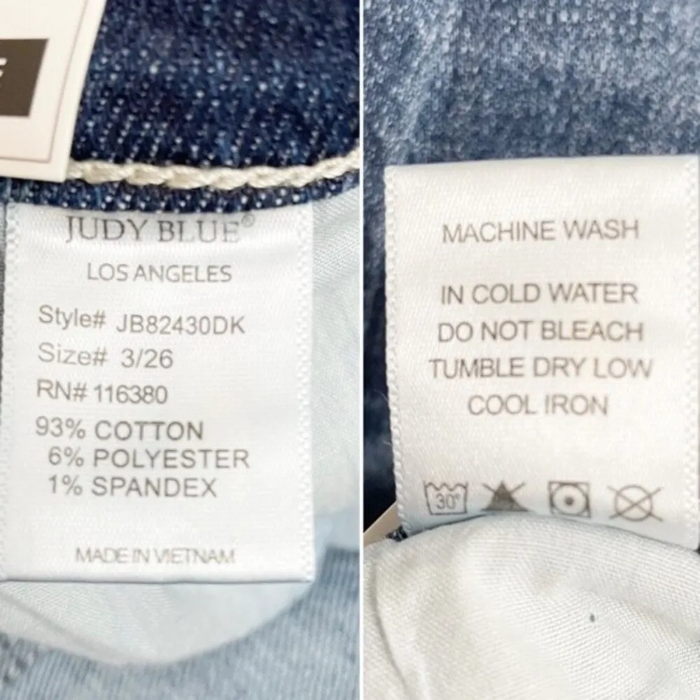 NWT Judy Blue Jeans Judith Button Fly Dark Wash Trouser Flare Size 26 | 2/3 NEW - Image 15