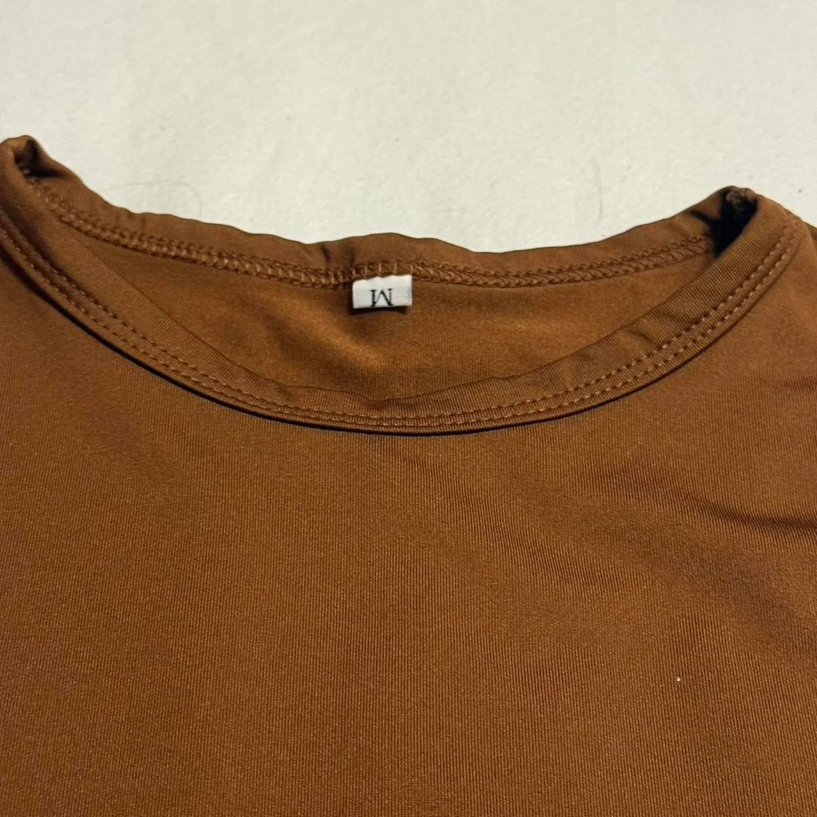Brown Cropped Long Sleeve Top -M - Image 3