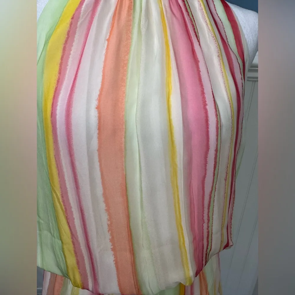 NEW WITH TAGS Ramy Brook Striped Paris Silk Chiffon Sleeveless Minidress~ Med - Image 7