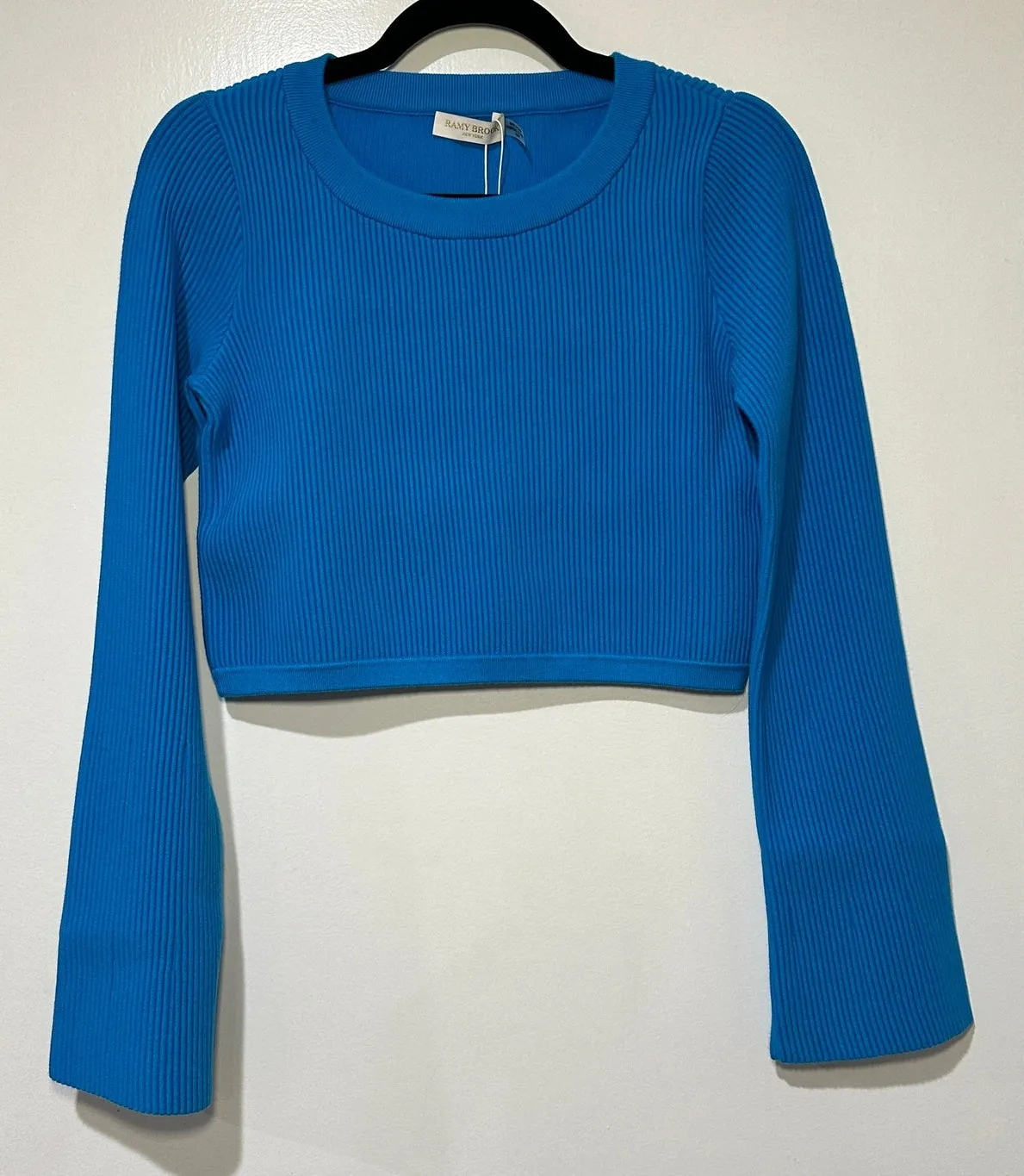 Ramy Brook Anaya Long Sleeve Ribbed Sweater Calypso Blue Size XS NWT Classy - Image 1