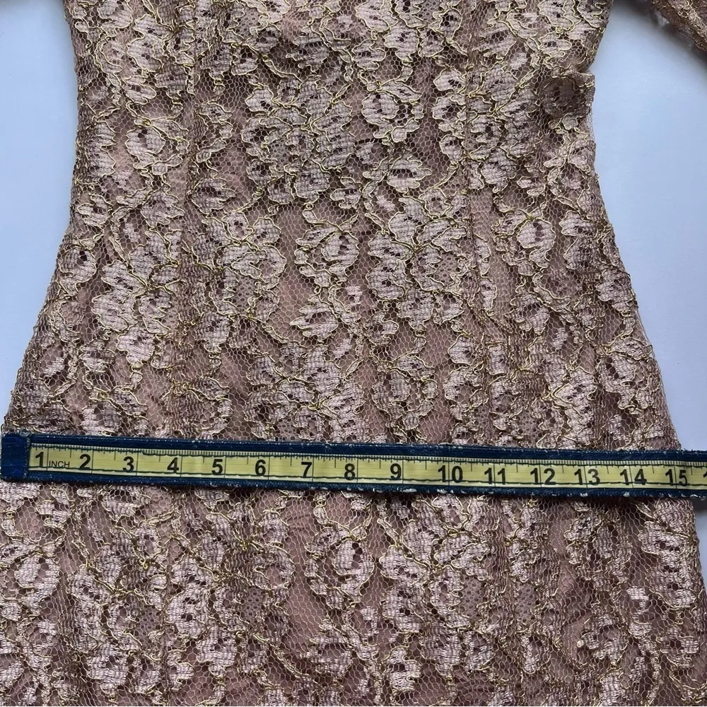 Vintage Ambria Lace Sparkle Mini Short Dress Gold Small 4 - Image 11