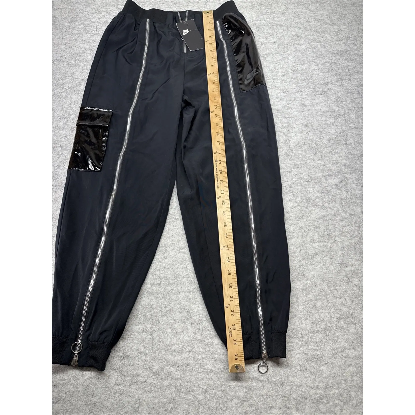 Nike Jogger Womens Small Black‎ Tech Wear Street Wear Glossy Zippers Baggy $110 - Image 5