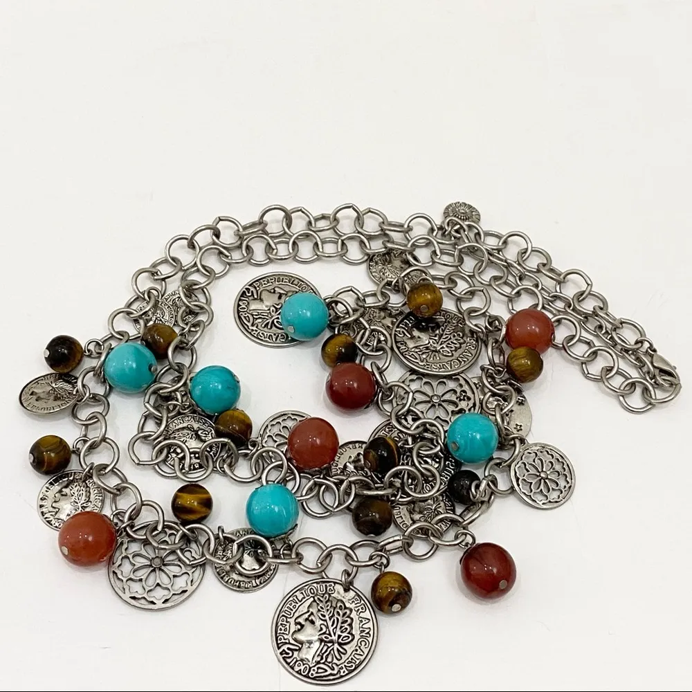 Graziano Signed Coin Beaded Long Necklace - Image 2