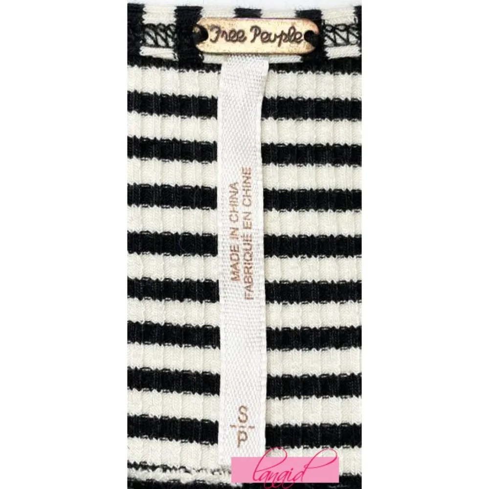 NEW  Frenchie Striped Cutout Top Cut-Outs Strappy Stretchy Ribbed Tee - Image 10