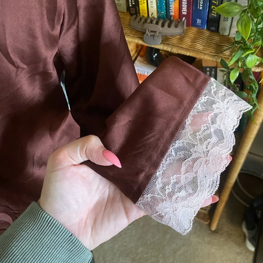 ASOS DESIGN Satin Style Tie Front Blouse - Image 8