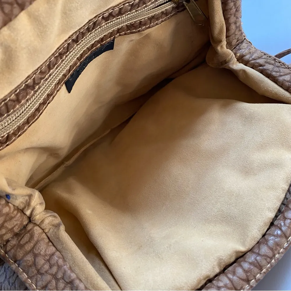 Vintage 80s 7 Seven By Demitri Brown Leather Leopard Patchwork Purse - Image 7