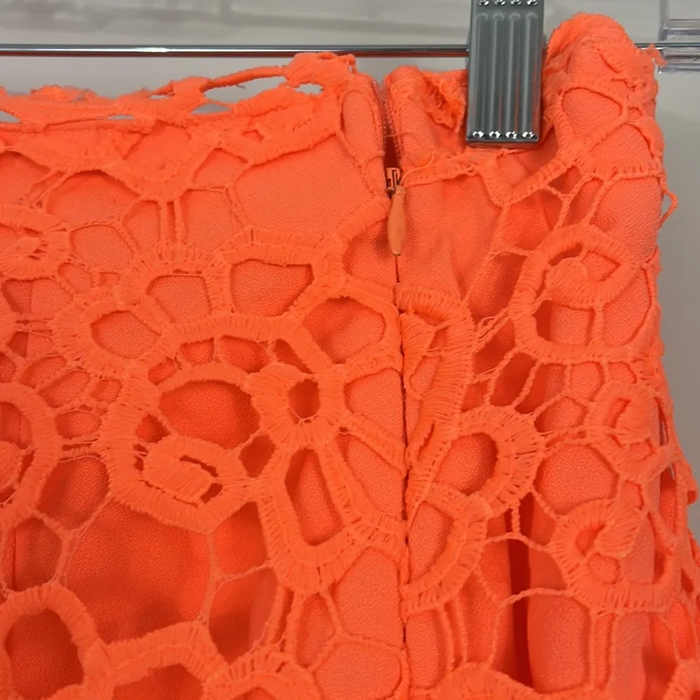 New Sabo Skirt Formal XS Neon Orange Lace Lined Skirt w/Slit - Image 8