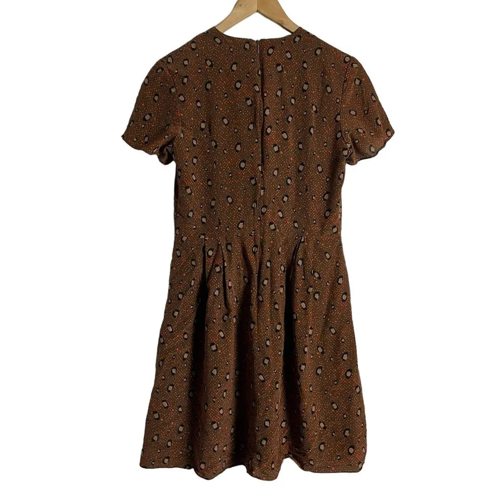 Slate + Willow Rust Brown Leopard Animal Print Silk Faux Wrap Mini Dress Size 6 - Image 13