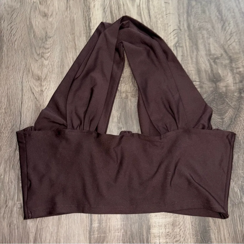 SHEIN Brown Cross Halter Tank Top - Image 4
