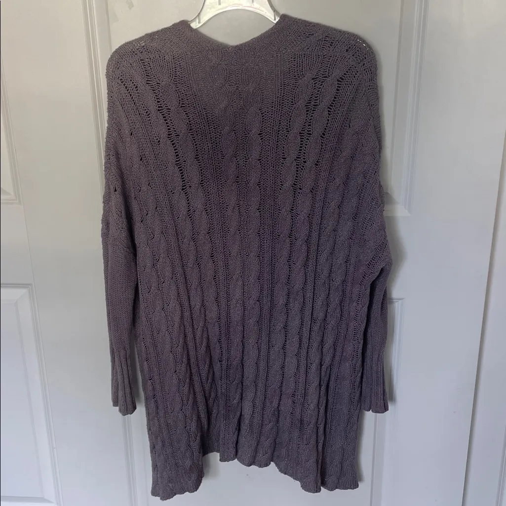 Free People Easy V Cable Mushroom Sweater Large - Image 4