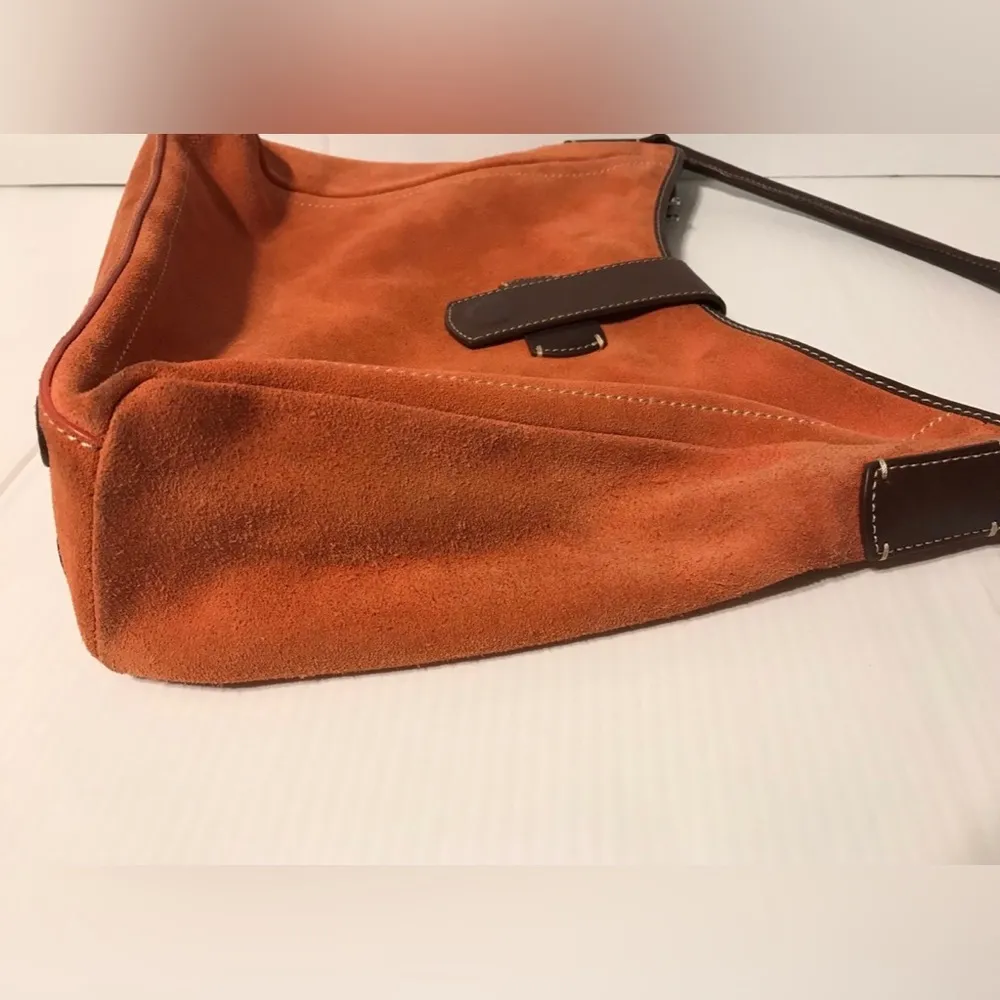 Lands End suede leather hobo shoulder bag orange - Image 3