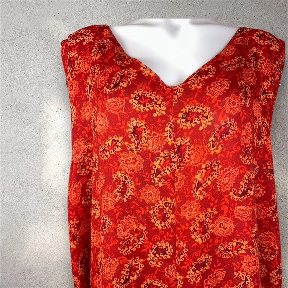 IMPRESSIONS Vintage 1990s Red/Orange Floral Reversible Maxi Dress NWT Size 3X - Image 5