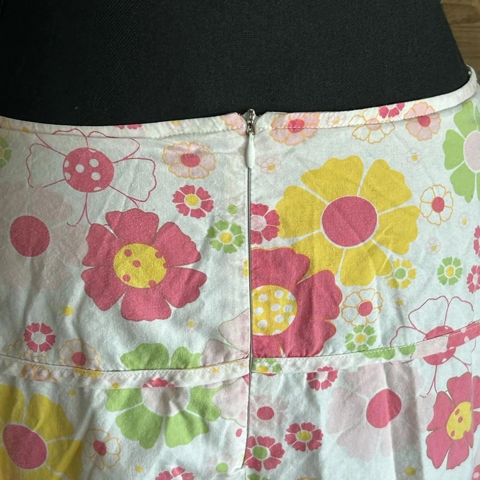 Mix Nouveau Womens A Line Midi Fit & Flare Floral White Pink Skirt Size 6 - Image 4