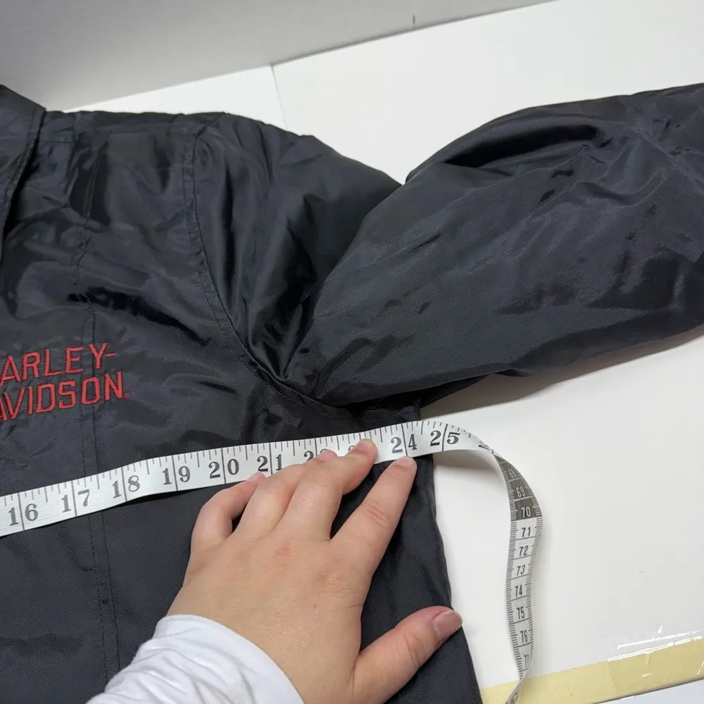 Harley Davidson Satin Quilted Windbreaker Jacket Black Size XL - Image 13