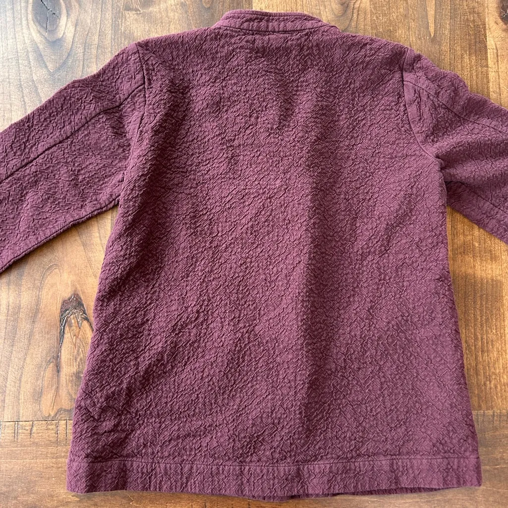 Eileen Fisher Crinkle Texture Cotton Jacket Mandarin Collar | Burgundy XS Petite - Image 8