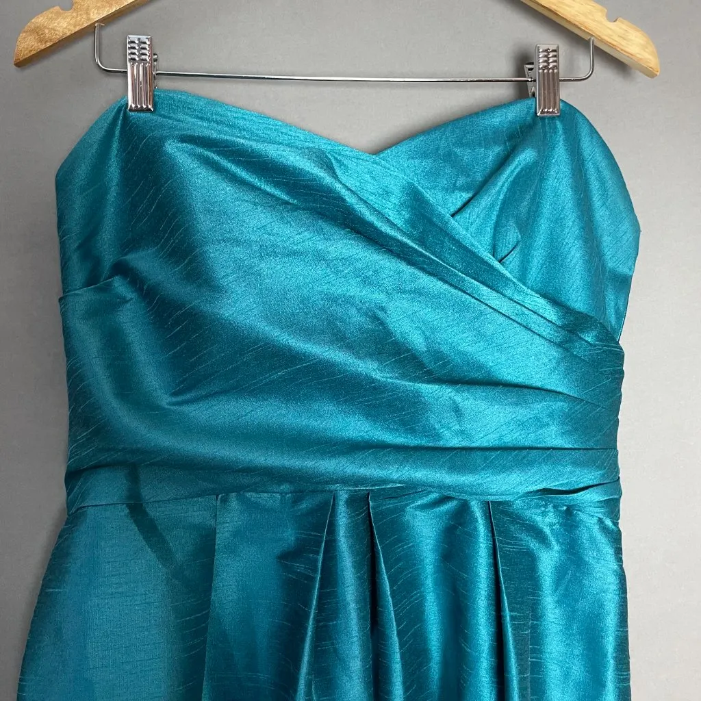 Alfred Sung Bridesmaid Dress Short Strapless Sz 16 Niagara Teal Blue Prom Formal - Image 4