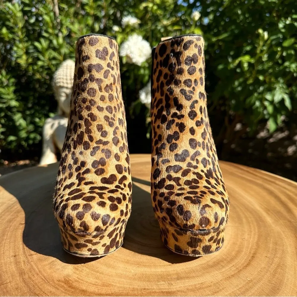 VINCE CAMUTO Leopard Print Cow Hair Leather Platform Boots Size 6 - Image 3