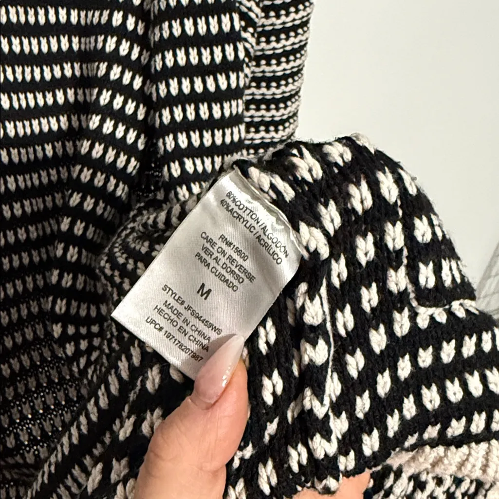 Mason & Belle Black and White Striped Long Cardigan Sweater - Image 5