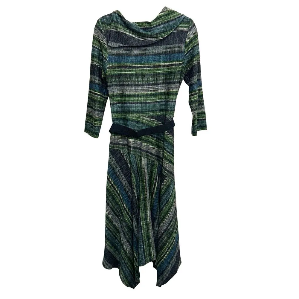 Danny and Nicole Mixed Stripe Belted Midi Dress - Image 2