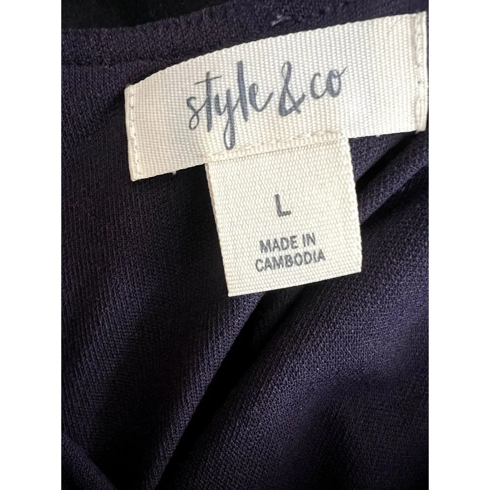 Style & Co women's L purple tunic with criss cross back & bell sleeves - Image 4