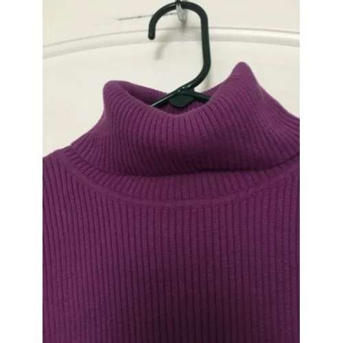 KAREN SCOTT Women's Sweater Sz M Stretch Ribbed Long Sleeve Turtle Neck Purple - Image 4