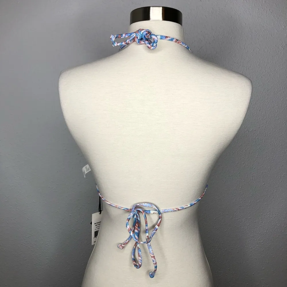 New Sea Gypsies Blue Patterned Triangle Bikini Top size L - Image 2