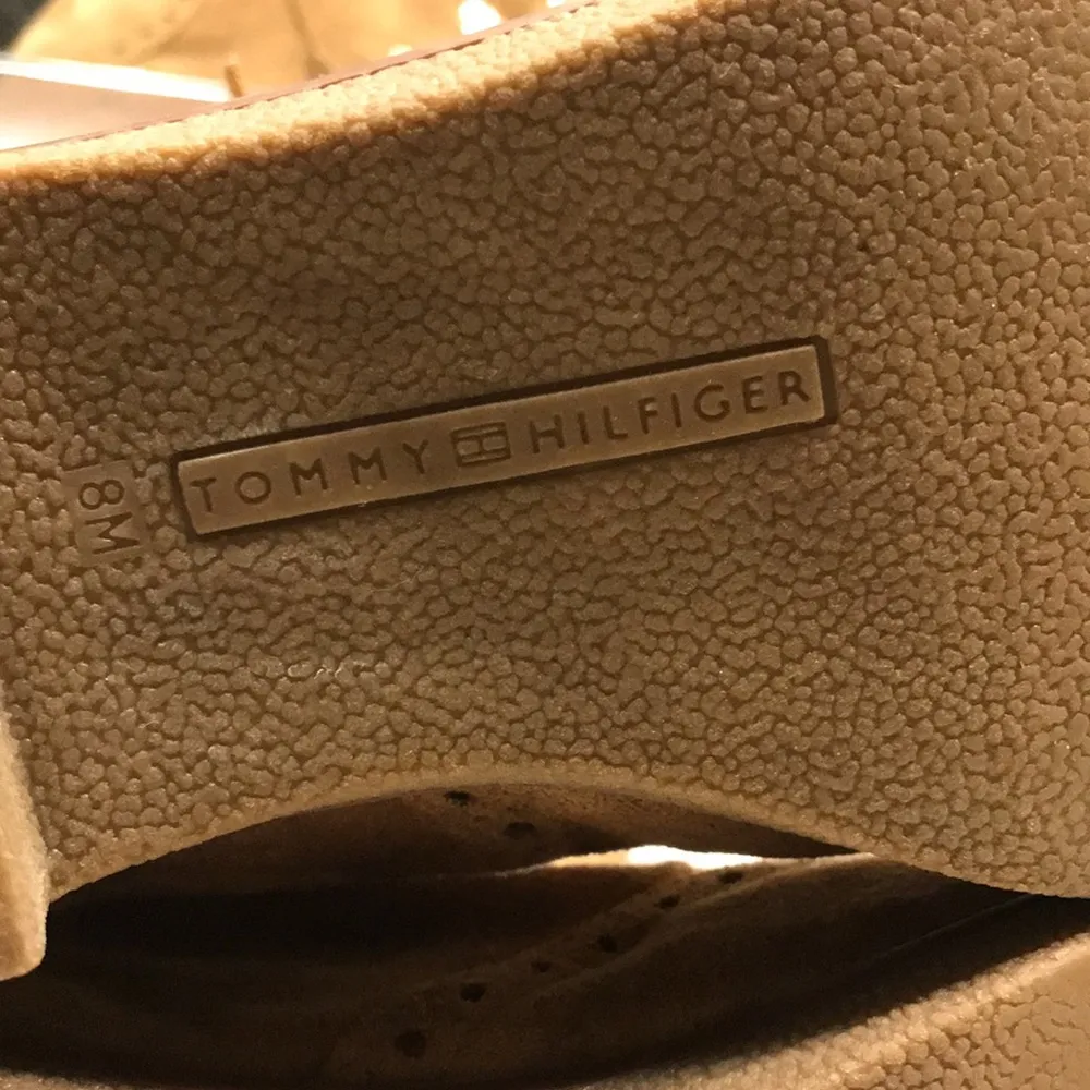 Tommy Hilfiger Women’s Faux Suede Brown Plaid Upper Lace-Up Wingtip Heeled Boots - Image 11