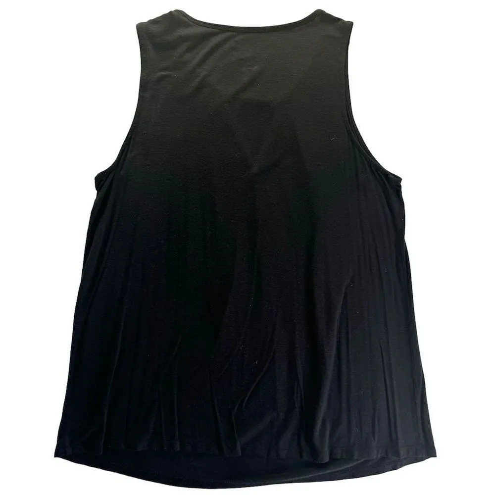 Corporate Casual Basic Women Black Keyhole Tank Top Size XL Casual Fall Layering - Image 2