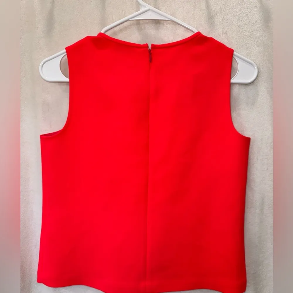 NEW‎ KATE SPADE NEW YORK SLEEVELESS LIVE COLORFULLY NEON CORAL BOW TOP-SIZE 0 - Image 5