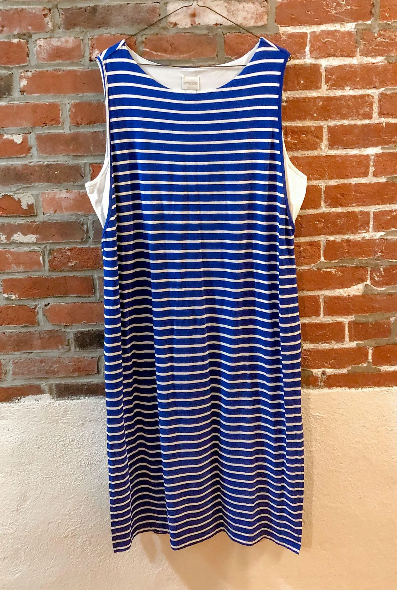 Chico’s Blue Striped Double Layered Dress - Image 5