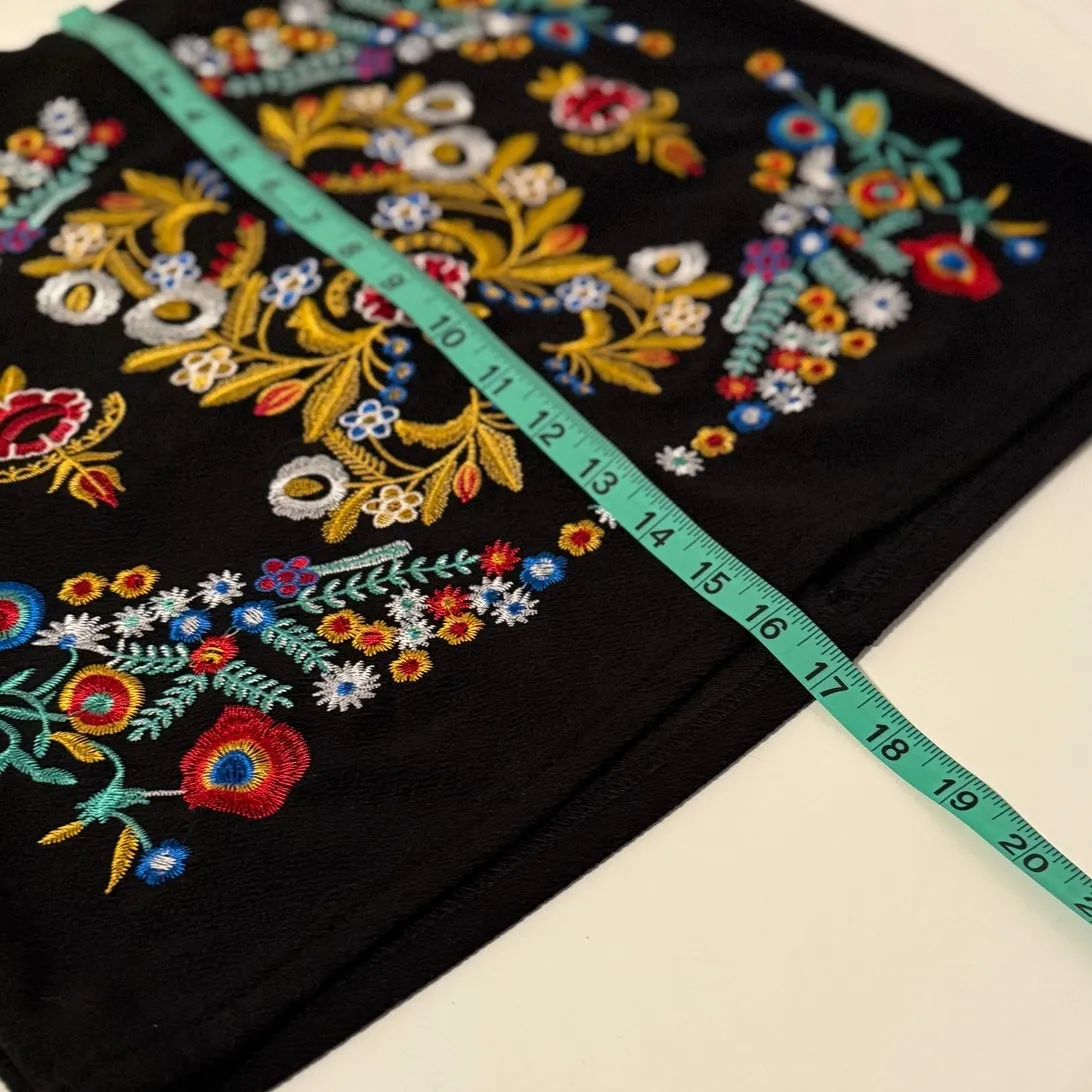 Floral Botanical Embroidered High-Rise Mini Skirt Size 8/10 Festival‎ Rock Y2K - Image 8