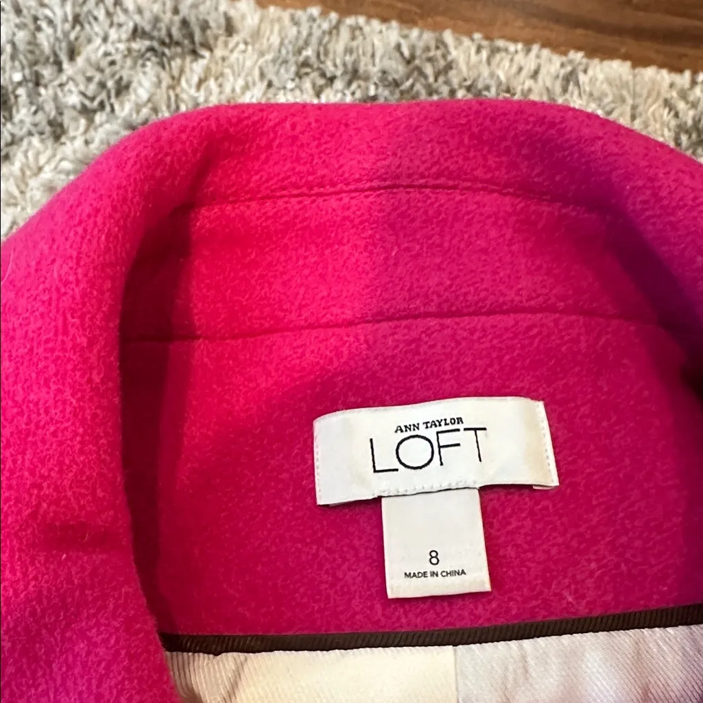 LOFT Fuchsia Pea Coat with Gold Buttons - Image 5