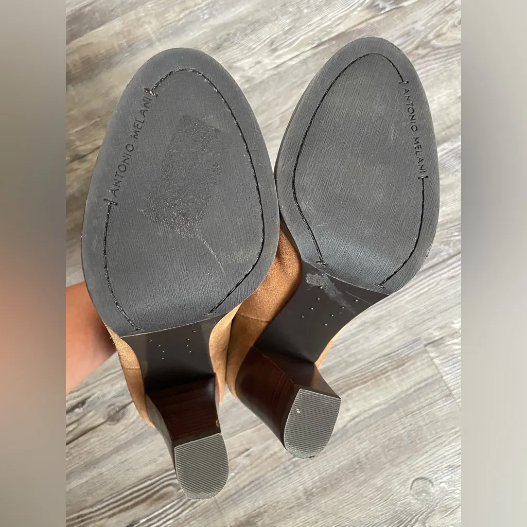 ANTONIO MELANI Camel Suede Heeled Boots - Image 3