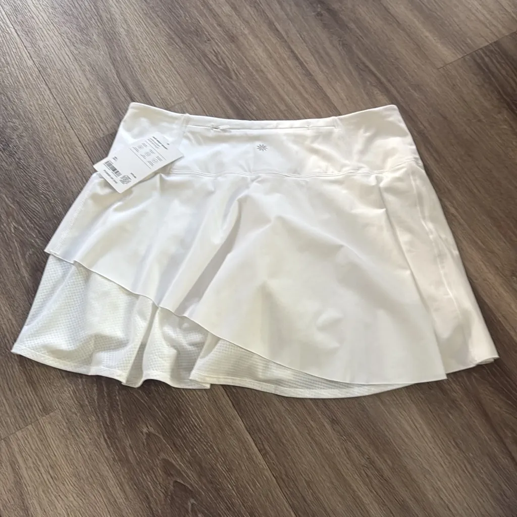 Athleta White Skater Skirt Ace Mesh Skort Large Womens Mini Casual - Image 5