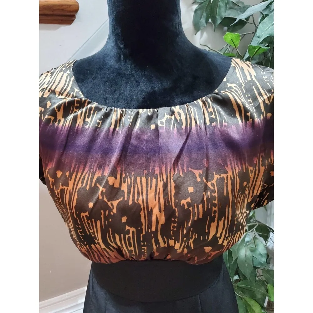 The Limited Women Black & Brown Round Neck Short Sleeve Knee Length Dress Size 4 - Image 5