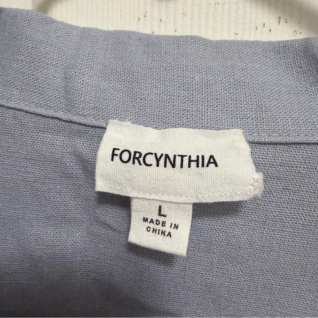 For Cynthia Linen Blend Dress Tunic Button Up Pockets Lagenlook Size Large - Image 5