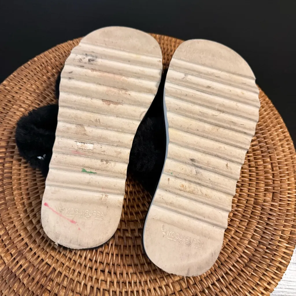 Koolaburra by UGG Black Faux Fur Slide Sandals Size 8 - Image 8