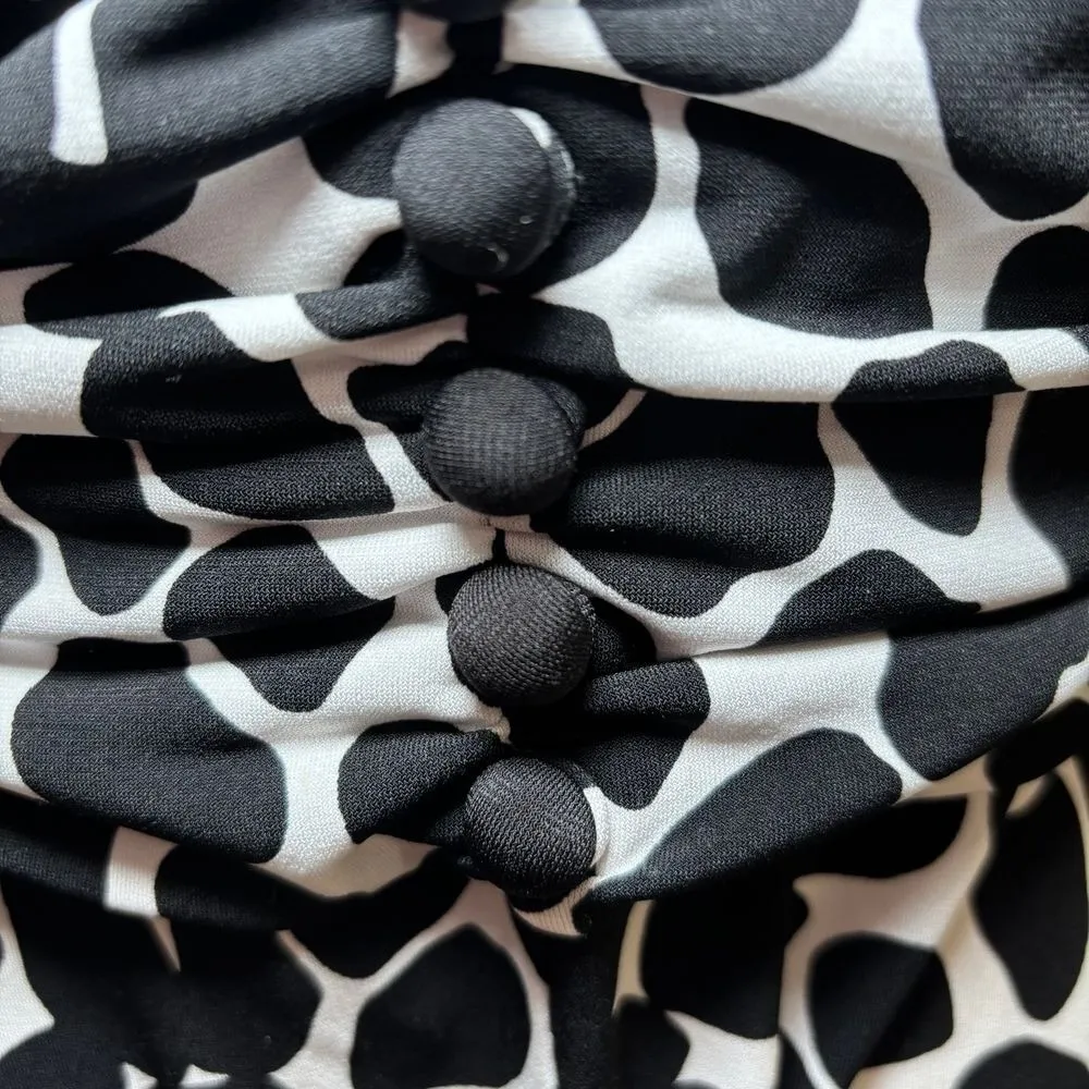 WHBM Black White Animal‎ Print Halter Dress 12 Draping Sweetheart Neckline - Image 5