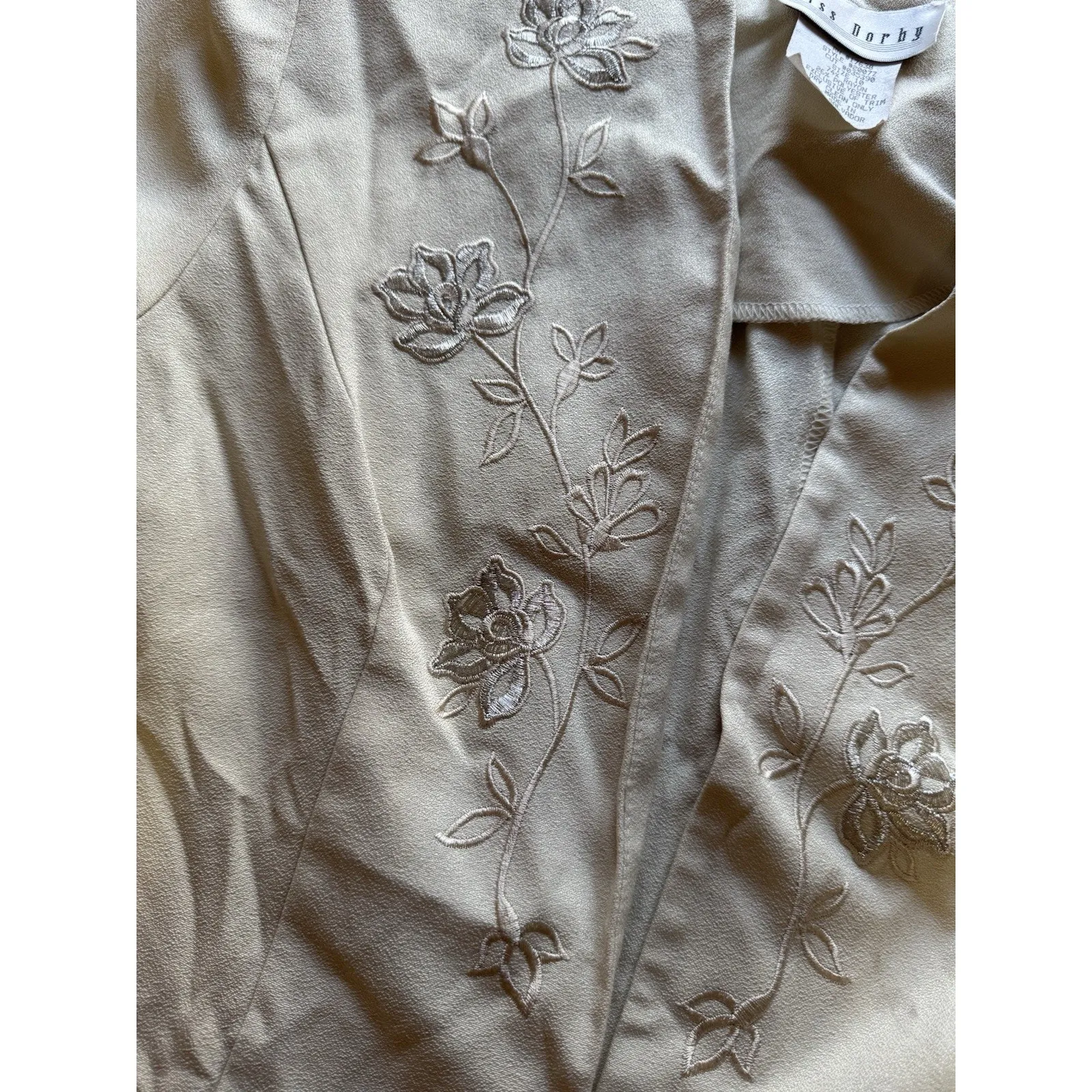 Miss Dorby Size 10 Embroidered Dress Top Set Button Floral Zipper Classic VTG - Image 9