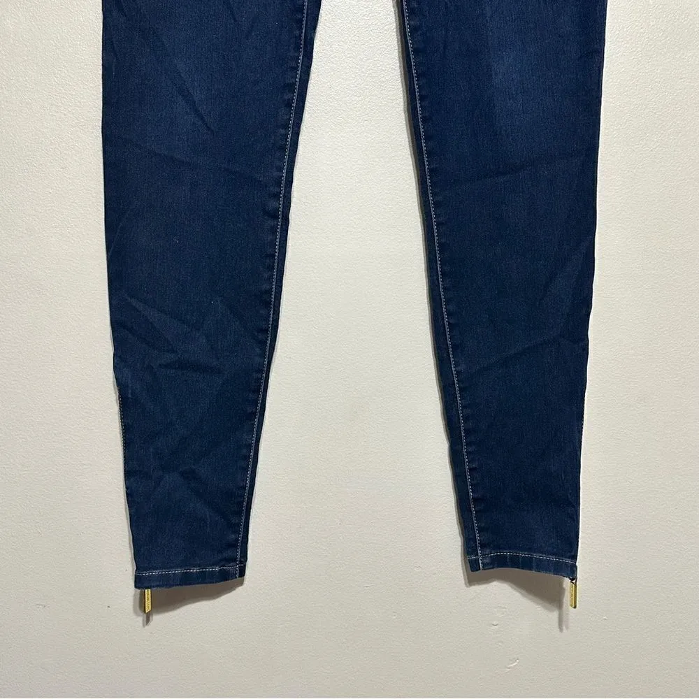 Michael Kors Skinny Jeans Zipper Ankle Leg Hem Size 2 Stretch Dark Wash Decal - Image 8