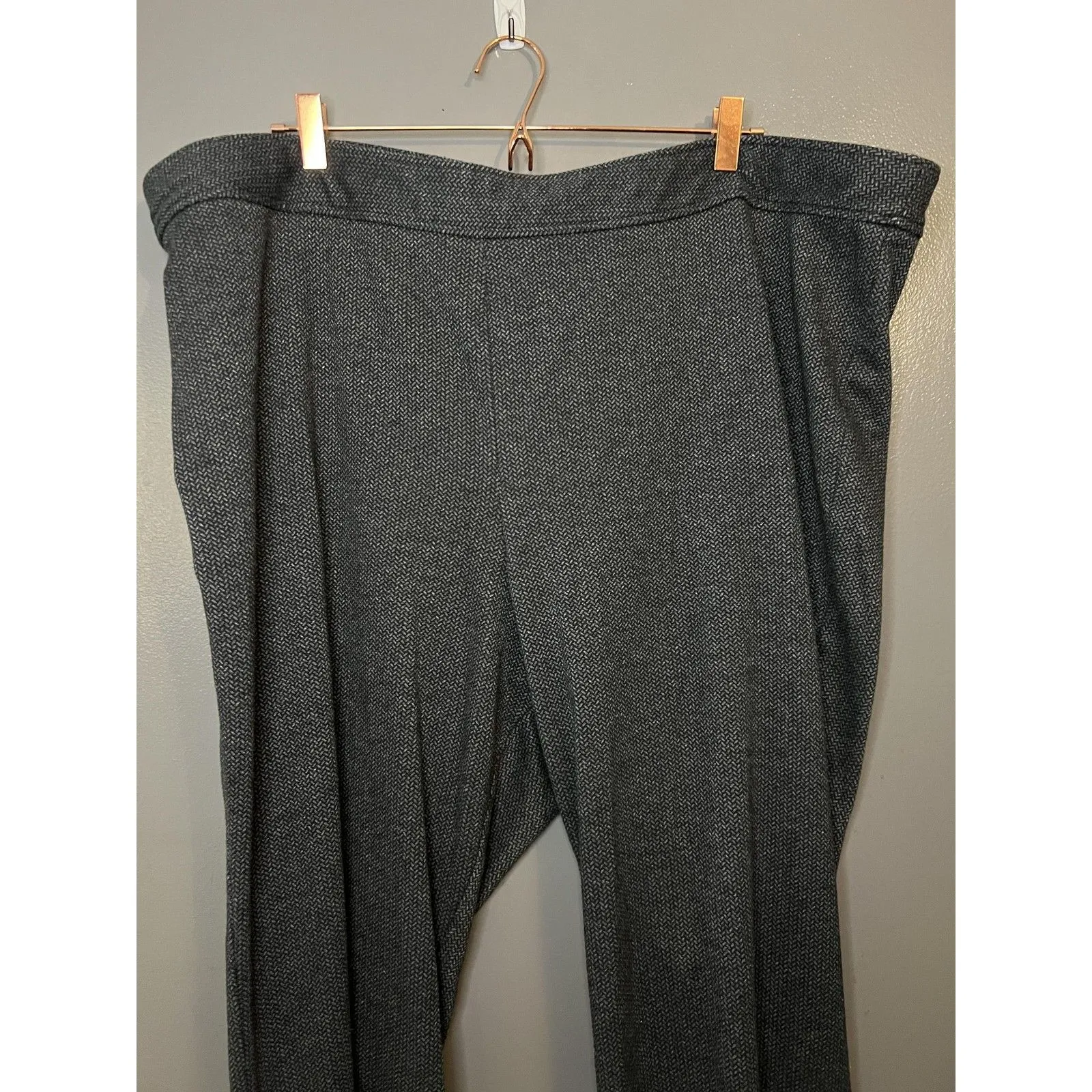 Lane Bryant Pants Womens 26/28 Gray Herringbone Pull On Wide Leg Career - Image 2