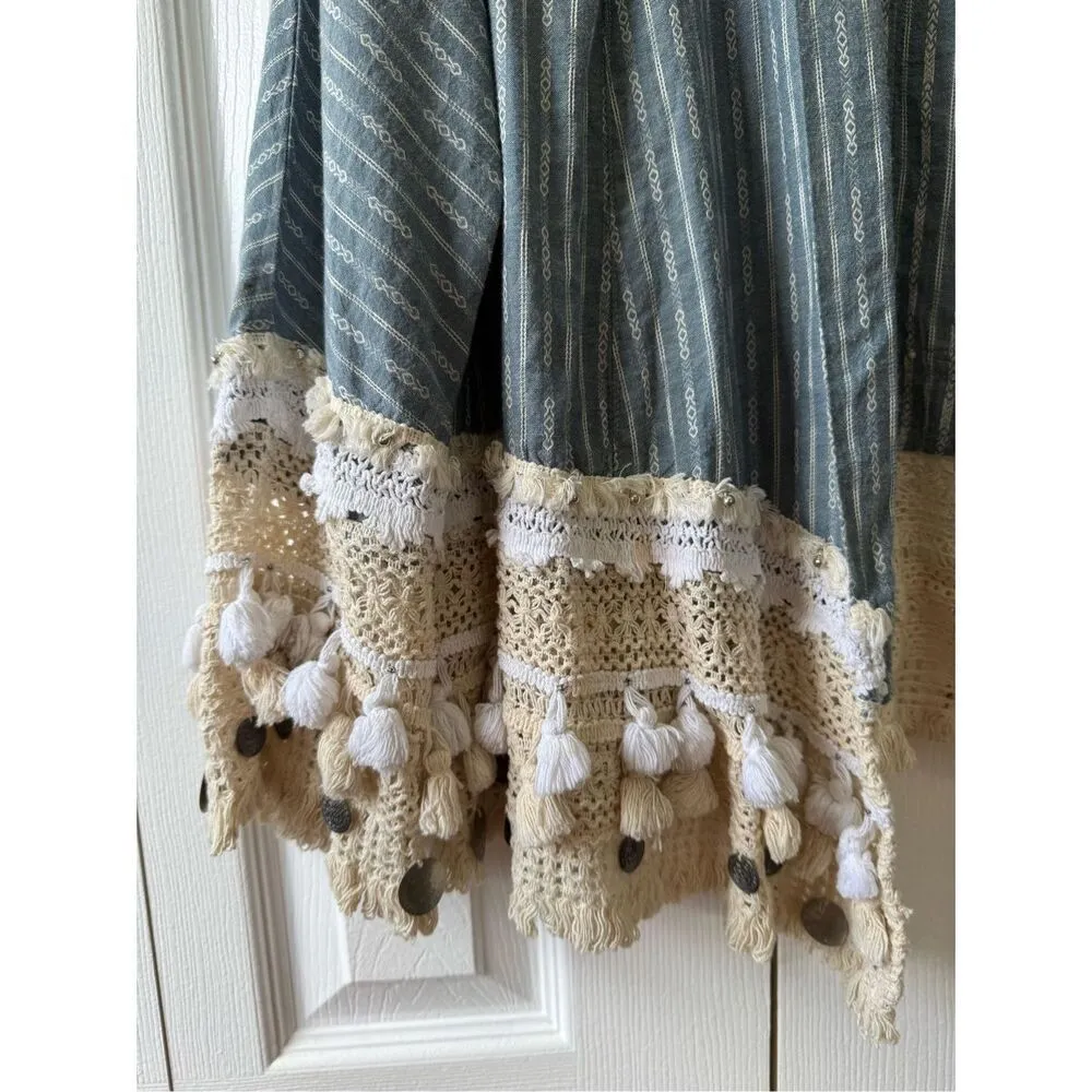 ZARA Boho Kimono Jacket - Small - Tassels, Pom Pom’s - Image 3