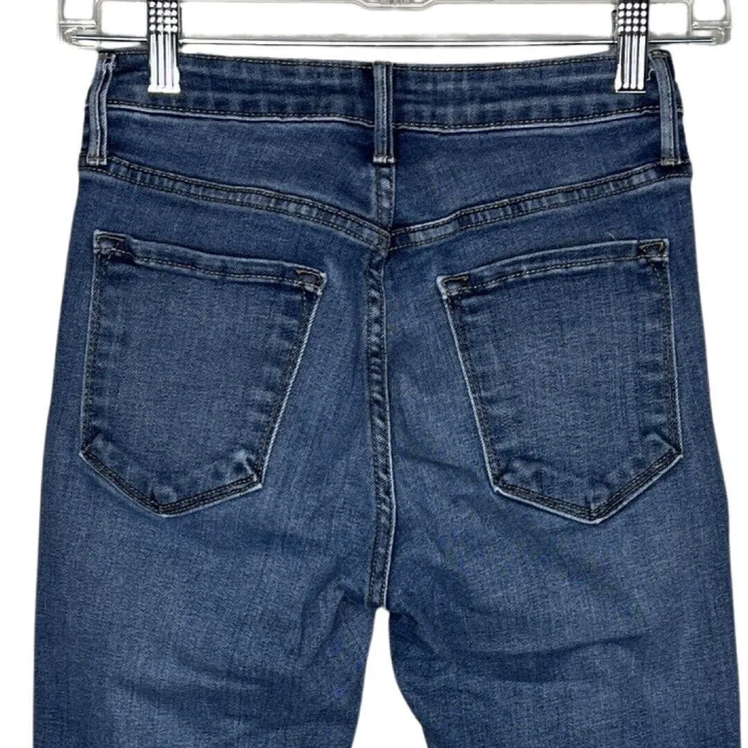 Just Black Jeans Womens 2 25 Blue Slim Straight Crop Frayed Whiskering‎ Casual - Image 4