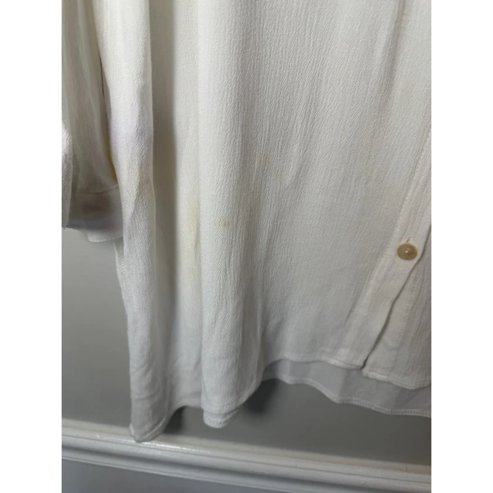 White Lightweight Button Down Swim Cover Up Sz XL - Image 8