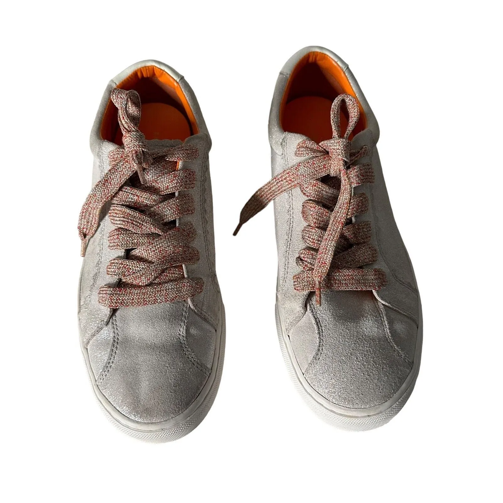 ZARA Women Metallic Glitter Silver Lace Up Fashion Sneakers‎ Size EU 39 US 8 - Image 2