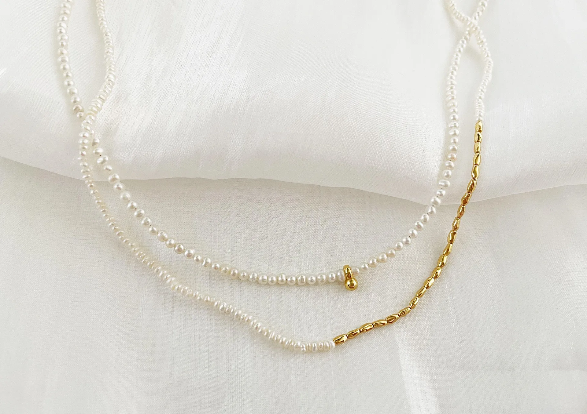 Rice Pearl Necklace , genuine Pearl Silver - Image 4