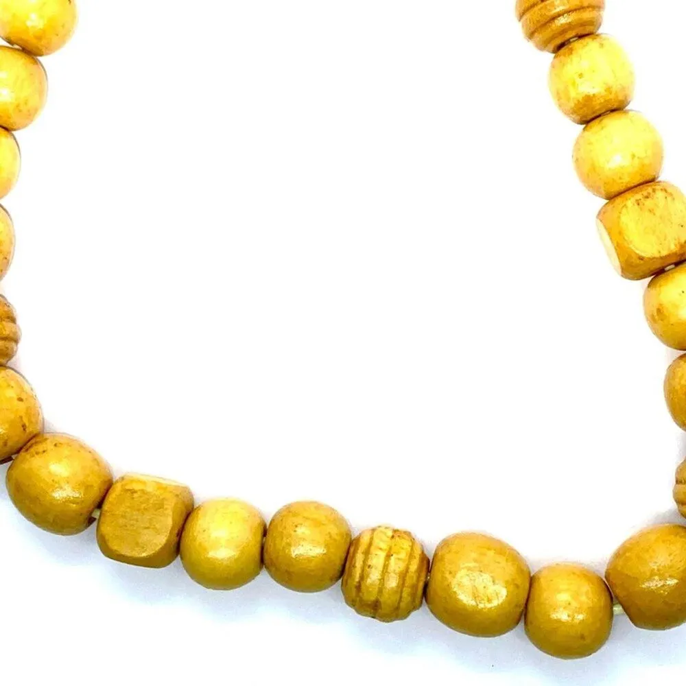 Handmade Wooden Beaded Necklace Square & Round - Image 3