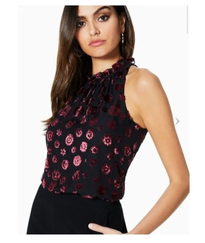 Ramy Brook Leona Floral Burnout Jumpsuit Size 0 Black Velvet Straight Leg - Image 9