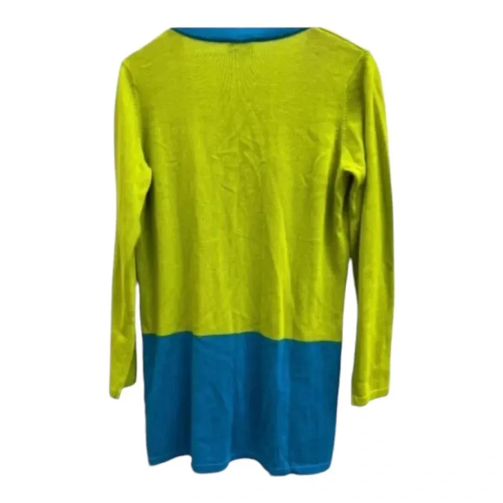 Joan Rivers Color Block Boyfriend Cardigan Size‎ S Lime Turquoise Colorblock New - Image 6